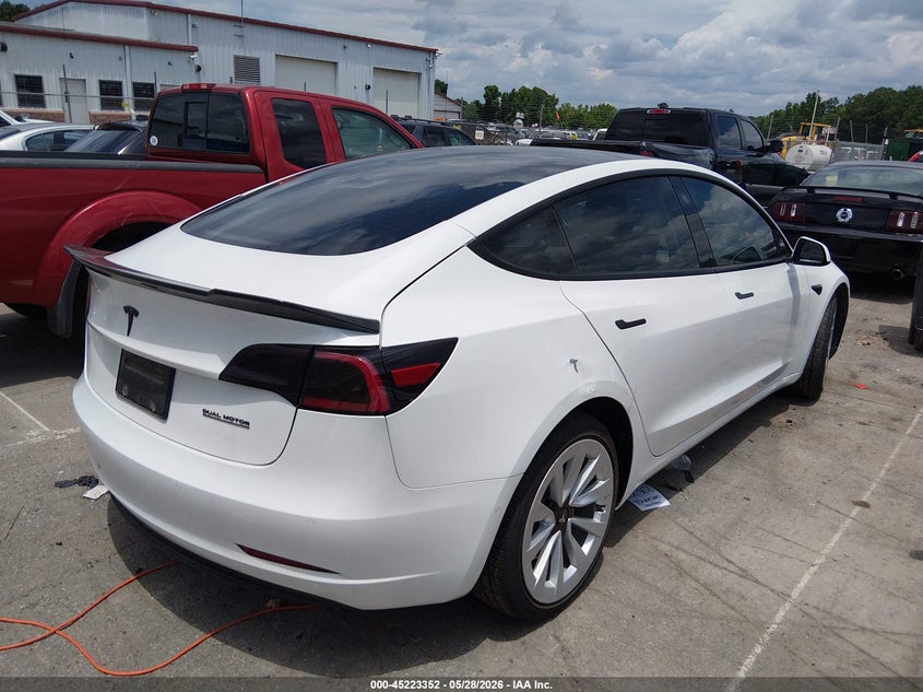 2022 Tesla Model 3 VIN 5YJ3E1EB9NF123996 IAAI salvage auction — RIGHT REAR, Salvage Title, sold $13,175 on 2026-07-13 (photo 4)
