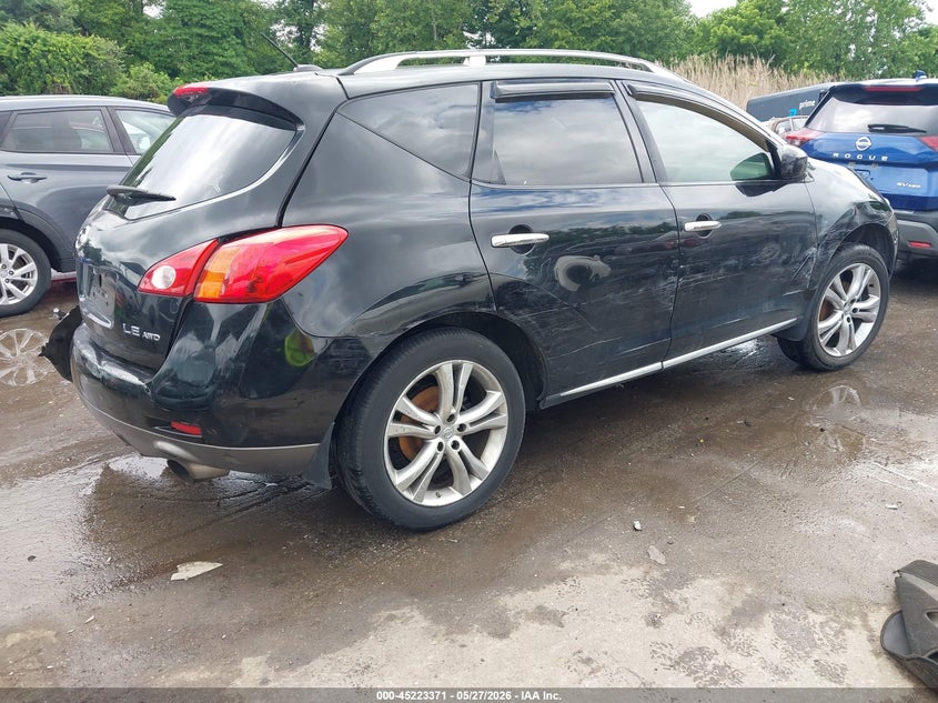 2009 Nissan Murano VIN JN8AZ18W19W155695 IAAI salvage auction — FRONT & REAR, Salvage - Greater Than 75% (Maryland), sold $425 on 2026-07-16 (photo 4)