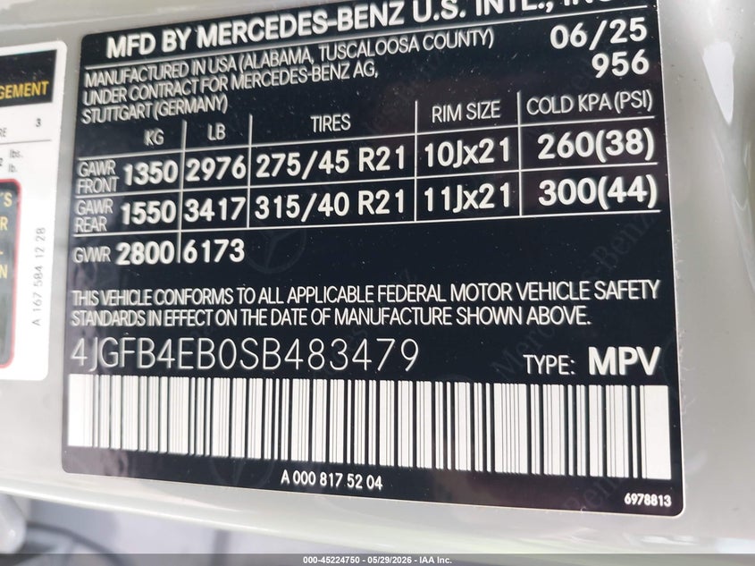 2025 Mercedes-benz Gle VIN 4JGFB4EB0SB483479 IAAI salvage auction — RIGHT FRONT, Salvage Title, sold $25,750 on 2026-07-30 (photo 9)