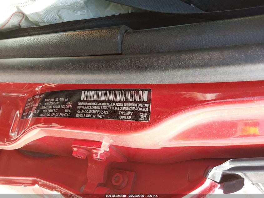 2015 Jeep Renegade VIN ZACCJBCT0FPC05123 IAAI salvage auction — ALL OVER, Salvage Title, sold $250 on 2026-07-08 (photo 9)
