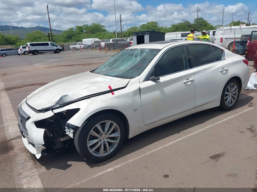 2015 Infiniti Q50 VIN JN1BV7AP9FM351945 IAAI salvage auction — FRONT END, Salvage Title, sold $100 on 2026-07-28 (photo 2)