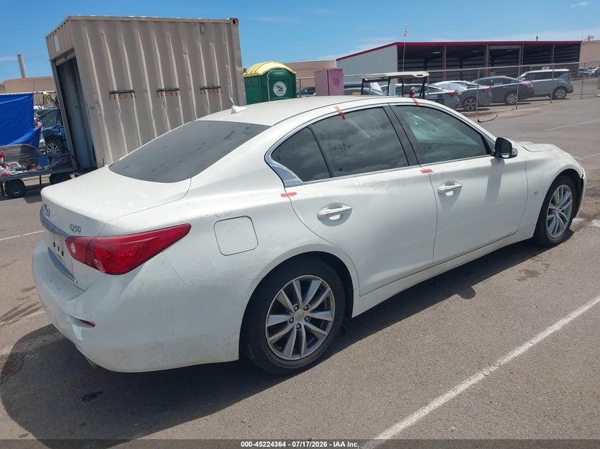 2015 Infiniti Q50 VIN JN1BV7AP9FM351945 IAAI salvage auction — FRONT END, Salvage Title, sold $100 on 2026-07-28 (photo 4)