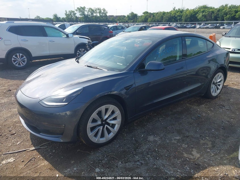 2022 Tesla Model 3 VIN 5YJ3E1EB9NF254149 IAAI salvage auction — RIGHT SIDE, Salvage Title, sold $9,350 on 2026-07-09 (photo 2)