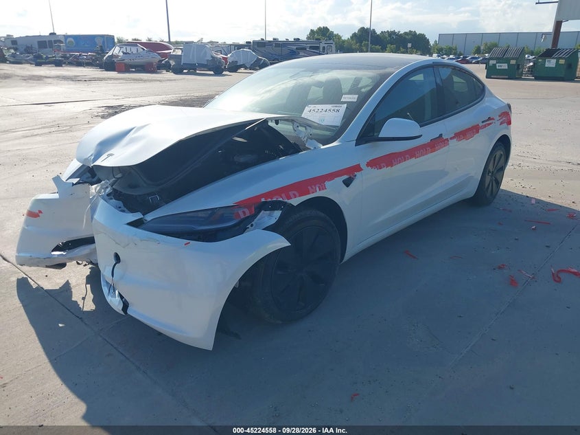 2026 Tesla Model 3 VIN 5YJ3E1EA4TF143979 IAAI salvage auction — FRONT END, Original (Texas), sold $9,100 on 2026-10-07 (photo 2)