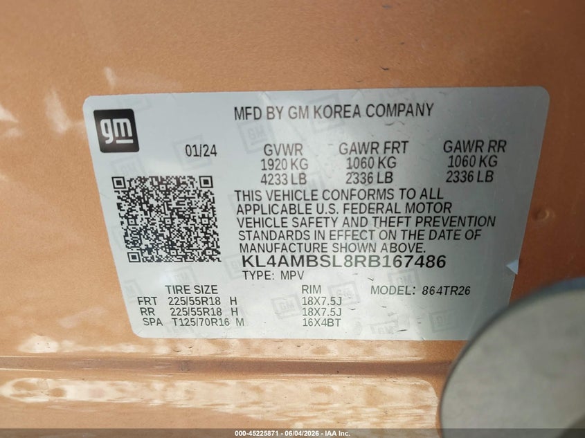 2024 Buick Encore gx VIN KL4AMBSL8RB167486 IAAI salvage auction — FRONT END, Salvage Title, sold $2,700 on 2026-08-02 (photo 9)