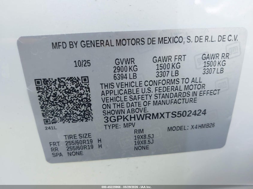 2026 Honda Prologue VIN 3GPKHWRMXTS502424 IAAI salvage auction — RIGHT FRONT, Salvage Title, sold $11,875 on 2026-07-22 (photo 9)