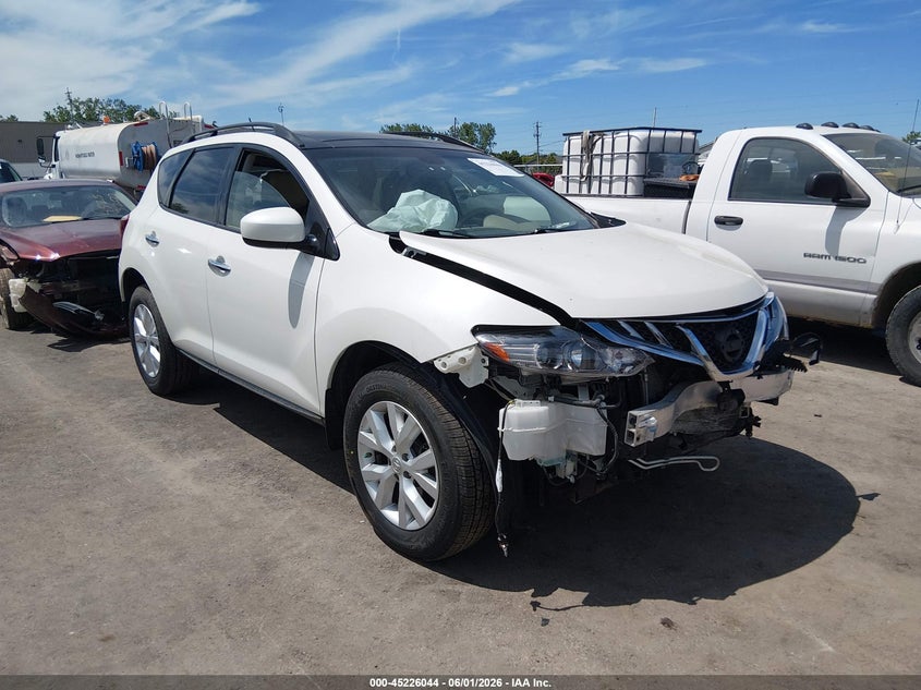 2014 Nissan Murano VIN JN8AZ1MW5EW502428 IAAI salvage auction — FRONT END, Salvage Title, sold $725 on 2026-07-07 (photo 1)