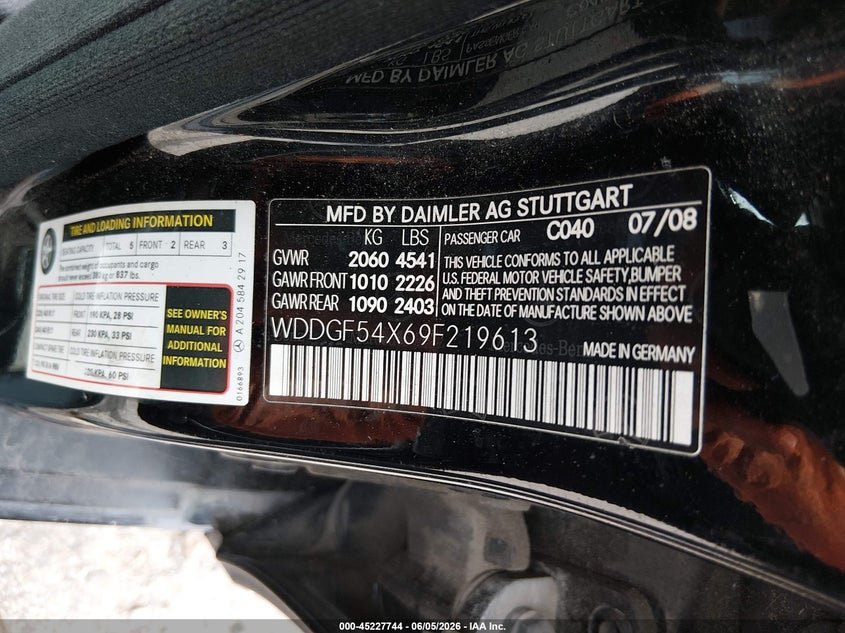 2009 Mercedes-benz C class VIN WDDGF54X69F219613 IAAI salvage auction — FRONT END, Salvage (Texas), sold $650 on 2026-07-29 (photo 9)