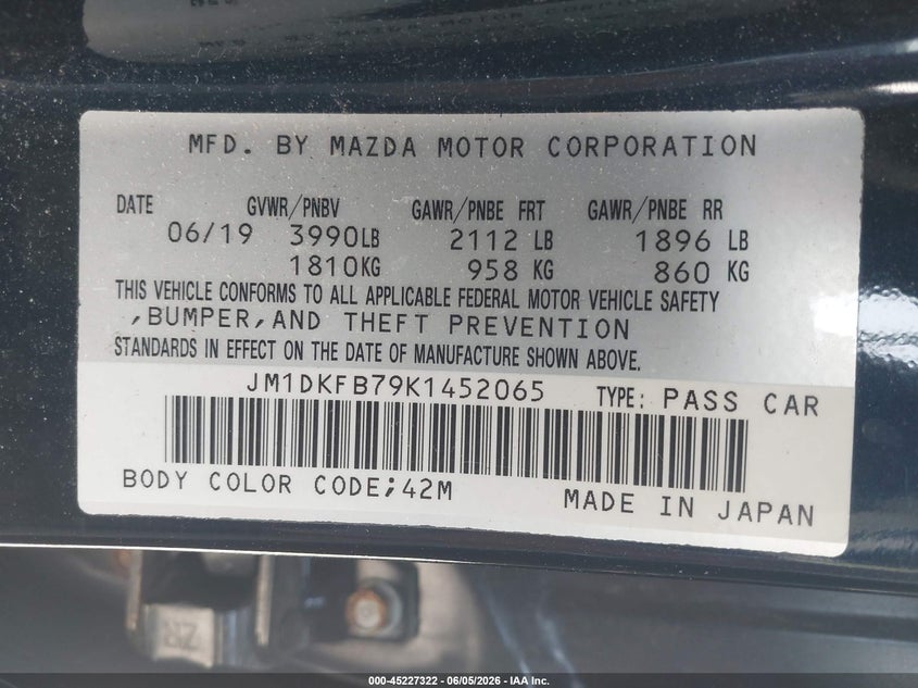 2019 Mazda Cx-3 VIN JM1DKFB79K1452065 IAAI salvage auction — REAR END, Salvage (Idaho), sold $2,450 on 2026-07-10 (photo 9)