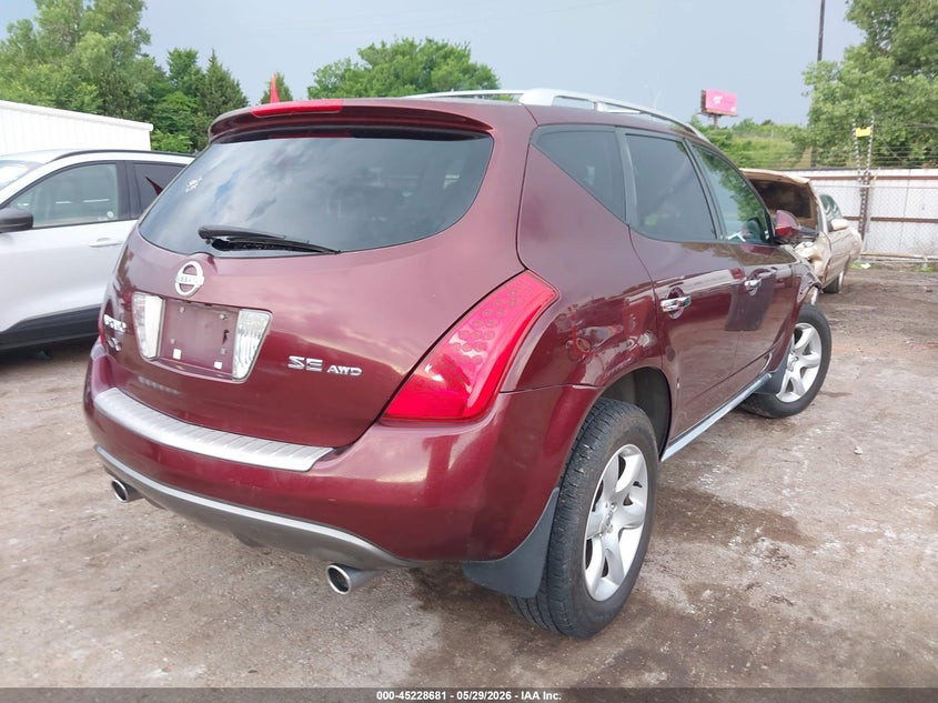 2006 Nissan Murano VIN JN8AZ08W16W539000 IAAI salvage auction — FRONT END, Clear (Oklahoma), sold $800 on 2026-07-08 (photo 4)