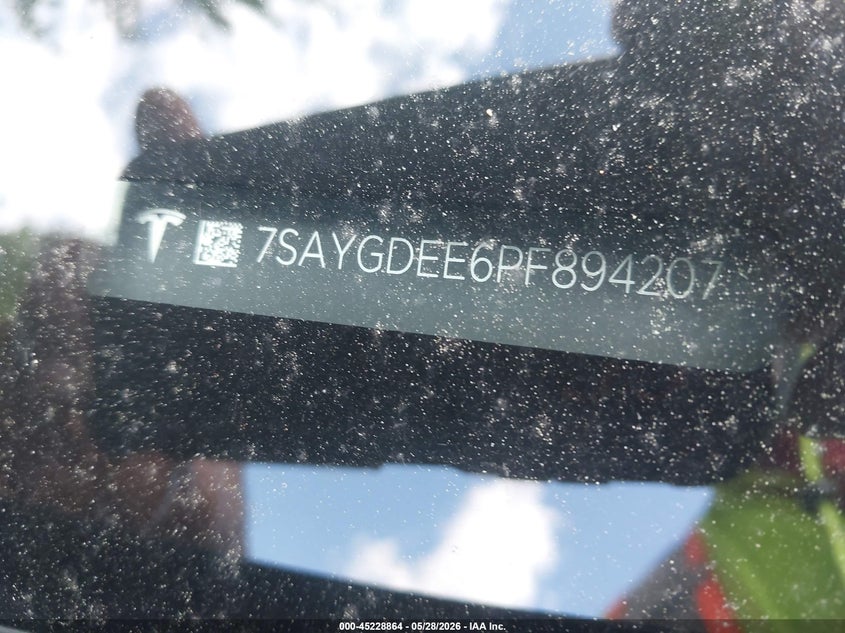 2023 Tesla Model y VIN 7SAYGDEE6PF894207 IAAI salvage auction — FRONT END, Salvage Title, sold $525 on 2026-07-23 (photo 9)