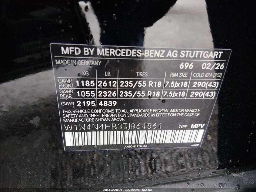 2026 Mercedes-benz Gla-klasse VIN W1N4N4HB3TJ864564 IAAI salvage auction — LEFT FRONT, Rebuildable (Florida), sold $14,950 on 2026-08-27 (photo 9)