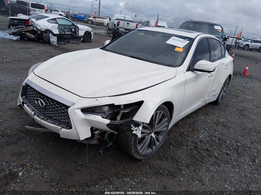 2021 Infiniti Q50 VIN JN1EV7CP9MM705647 IAAI salvage auction — FRONT END, Salvage Title, sold $3,800 on 2026-07-29 (photo 2)