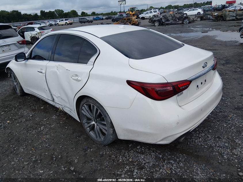 2021 Infiniti Q50 VIN JN1EV7CP9MM705647 IAAI salvage auction — FRONT END, Salvage Title, sold $3,800 on 2026-07-29 (photo 3)