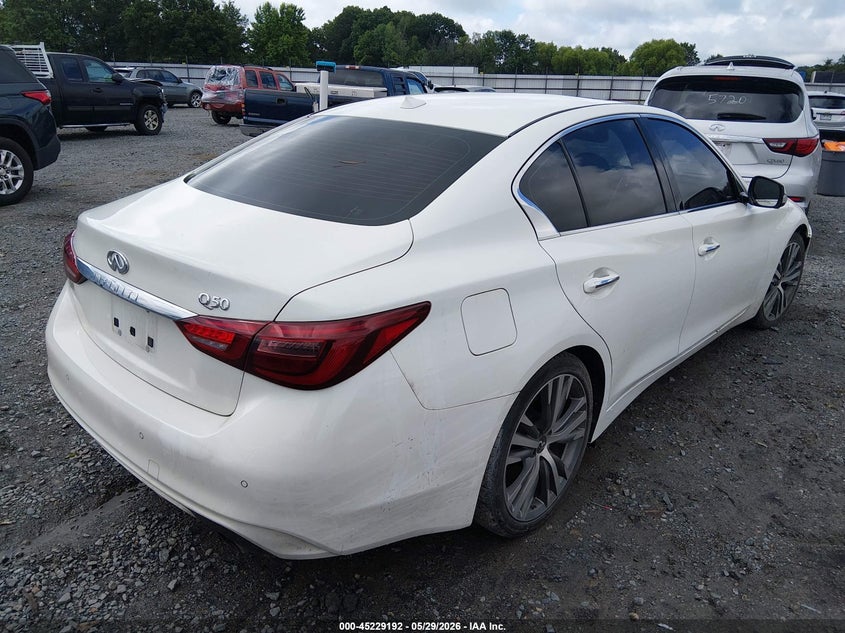 2021 Infiniti Q50 VIN JN1EV7CP9MM705647 IAAI salvage auction — FRONT END, Salvage Title, sold $3,800 on 2026-07-29 (photo 4)