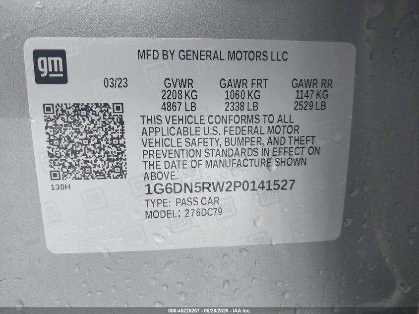 2023 Cadillac Ct5 VIN 1G6DN5RW2P0141527 IAAI salvage auction — RIGHT REAR, Salvage (Arkansas), sold $13,500 on 2026-08-19 (photo 9)