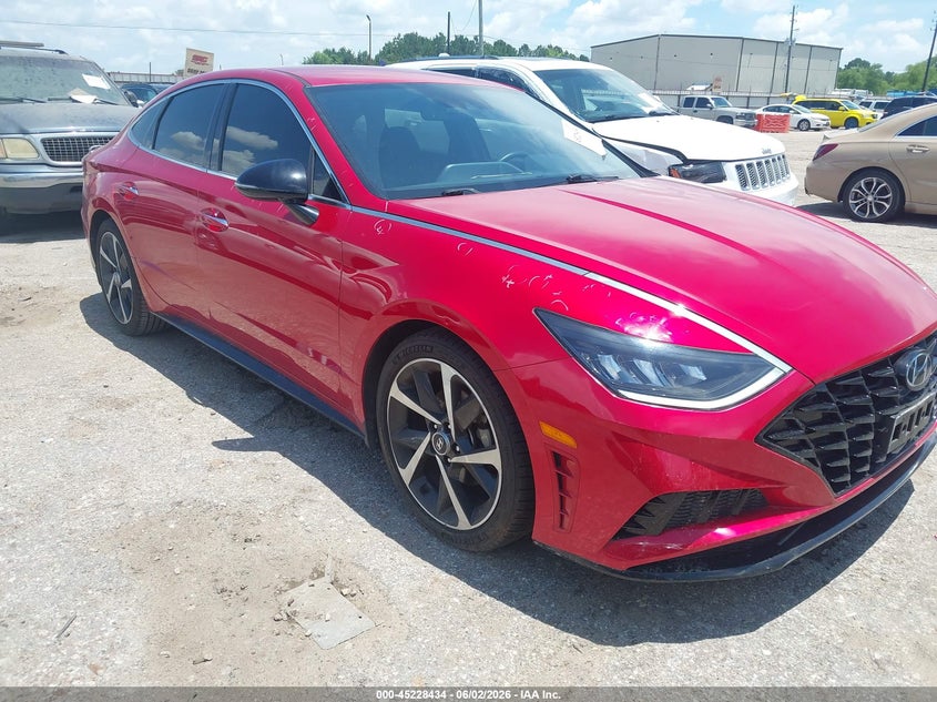 2021 Hyundai Sonata VIN 5NPEJ4J29MH118213 IAAI salvage auction — HAIL, Original (Texas), sold $9,050 on 2026-07-29 (photo 1)