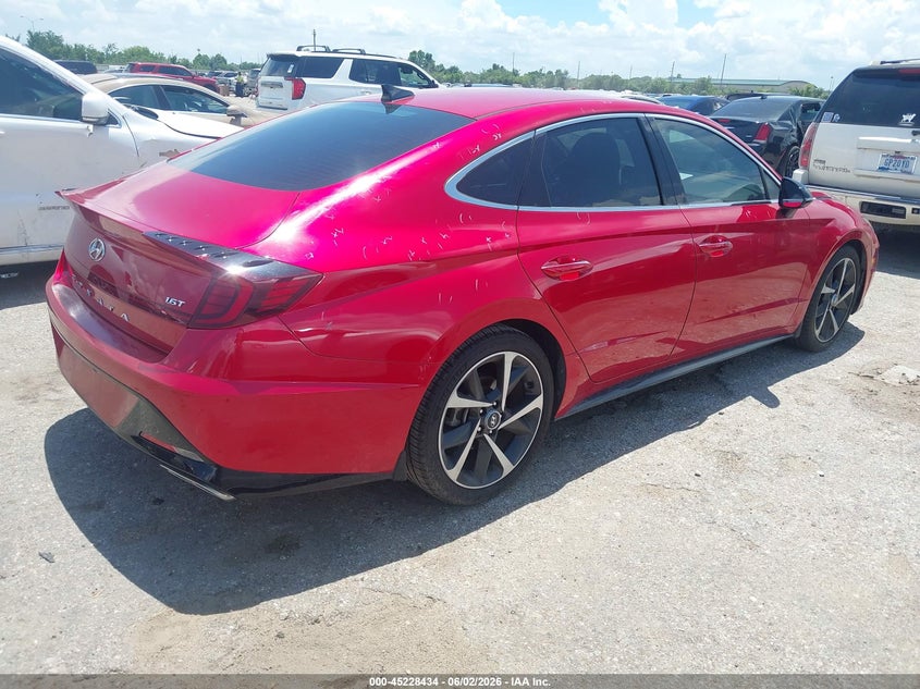 2021 Hyundai Sonata VIN 5NPEJ4J29MH118213 IAAI salvage auction — HAIL, Original (Texas), sold $9,050 on 2026-07-29 (photo 4)