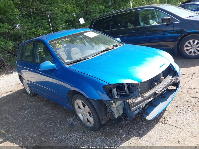 2007 Kia Spectra VIN KNAFE161075005291 IAAI salvage auction — FRONT END, Clear (Indiana), sold $800 on 2026-07-15 (photo 1)