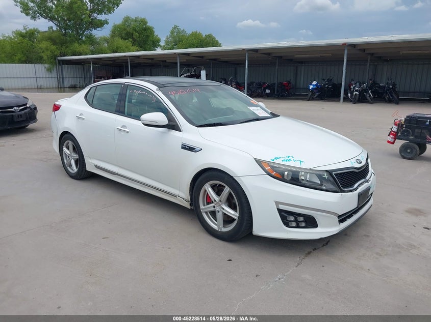 2014 Kia Optima VIN 5XXGR4A67EG278835 IAAI salvage auction — FRONT END, Original (Texas), sold $2,650 on 2026-07-22 (photo 1)