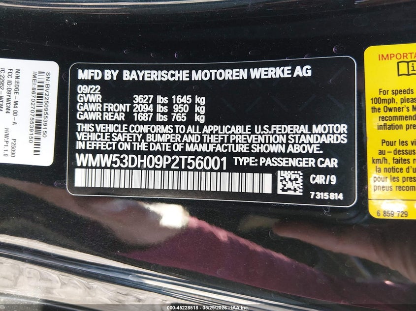 2023 Mini Hard top VIN WMW53DH09P2T56001 IAAI salvage auction — FRONT END, Salvage Title, sold $2,000 on 2026-07-29 (photo 9)