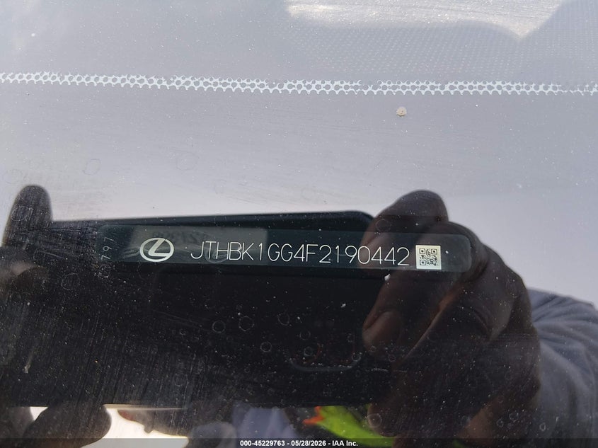 2015 Lexus ES VIN JTHBK1GG4F2190442 IAAI salvage auction — LEFT FRONT, Salvage Title, sold $4,700 on 2026-07-06 (photo 9)