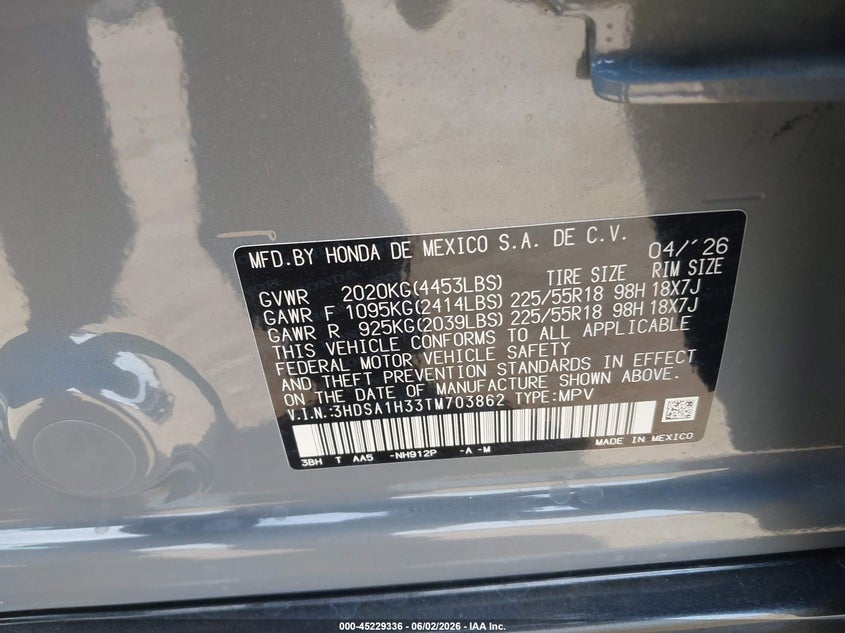 2026 Acura Adx VIN 3HDSA1H33TM703862 IAAI salvage auction — RIGHT FRONT, Salvage Title, sold $8,700 on 2026-08-01 (photo 9)