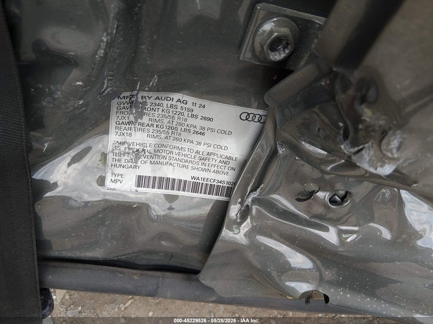 2025 Audi Q3 VIN WA1EECF34S1026022 IAAI salvage auction — LEFT SIDE, Salvage Title, sold $9,750 on 2026-07-09 (photo 9)