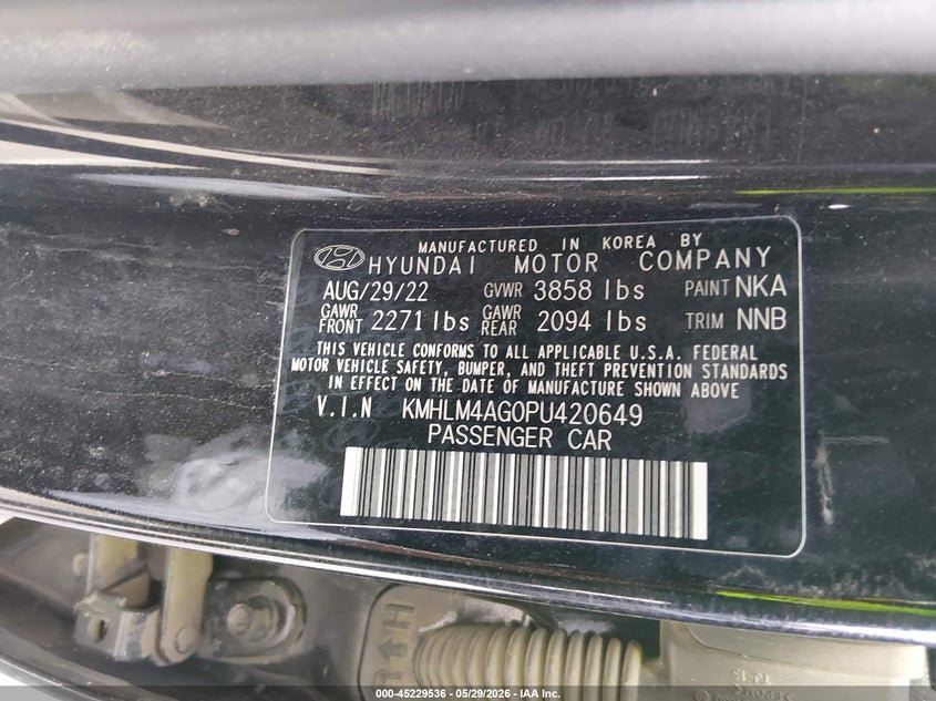 2023 Hyundai Elantra VIN KMHLM4AG0PU420649 IAAI salvage auction — NORMAL WEAR, Original (Texas), sold $1,050 on 2026-07-15 (photo 9)