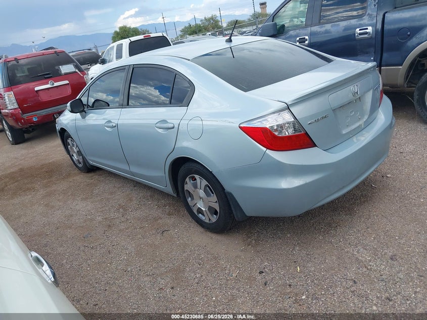 2012 Honda Civic hybrid VIN JHMFB4F28CS001313 IAAI salvage auction — FRONT END, Clear (Arizona), sold $1,200 on 2026-07-30 (photo 3)