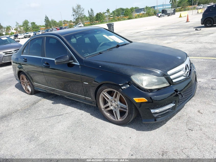 2012 Mercedes-benz C class VIN WDDGF4HB0CA604646 IAAI salvage auction — NORMAL WEAR, Clear (Florida), sold $650 on 2026-08-07 (photo 1)