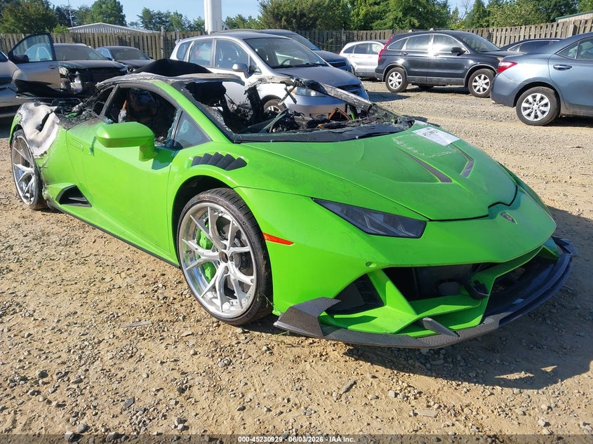 2020 Lamborghini Huracan VIN ZHWUF4ZF0LLA13648 IAAI salvage auction — INTERIOR BURN, Salvage Title, sold $35,250 on 2026-07-23 (photo 1)