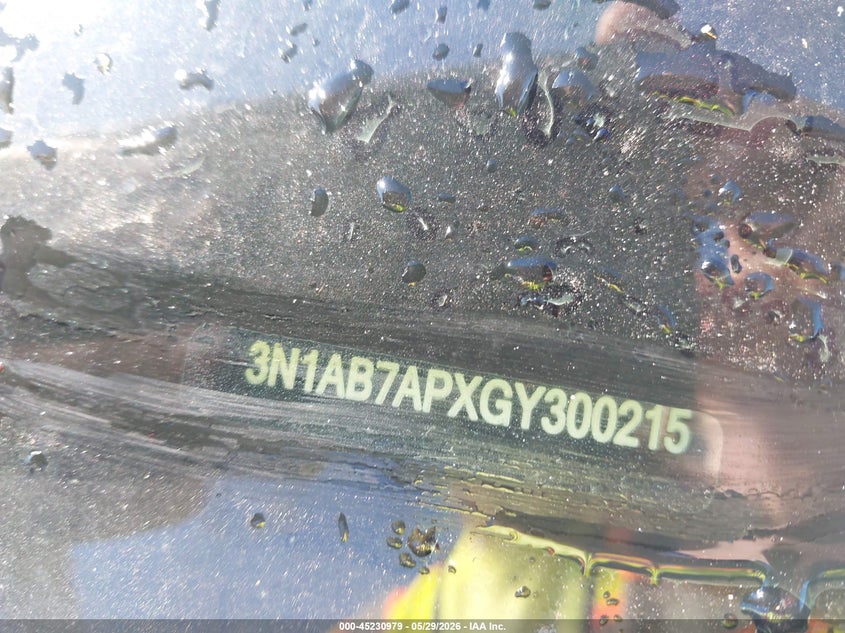 2016 Nissan Sentra VIN 3N1AB7APXGY300215 IAAI salvage auction — REAR END, Salvage Title, sold $1,600 on 2026-07-12 (photo 9)