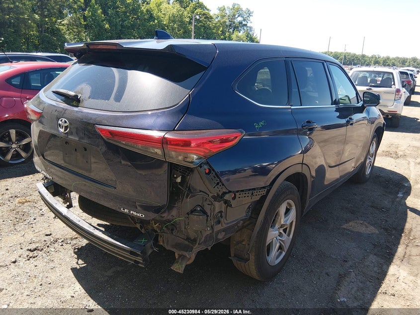 2021 Toyota Highlander VIN 5TDBZRBH7MS131614 IAAI salvage auction — REAR END, Salvage Title, sold $7,000 on 2026-07-25 (photo 4)