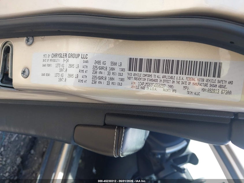 2015 Jeep Cherokee VIN 1C4PJMDS3FW558297 IAAI salvage auction — FRONT END, Clear (Wisconsin), sold $1,125 on 2026-07-24 (photo 9)
