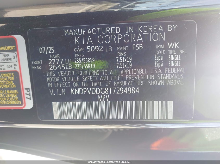 2026 Kia Sportage VIN KNDPVDDG8T7294984 IAAI salvage auction — REAR END, Salvage (Idaho), sold $9,100 on 2026-07-29 (photo 9)