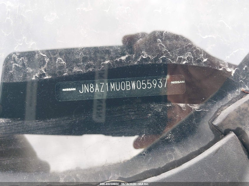 2011 Nissan Murano VIN JN8AZ1MU0BW055937 IAAI salvage auction — NORMAL WEAR, Repossession Paperwork (South Carolina), sold $375 on 2026-07-24 (photo 9)