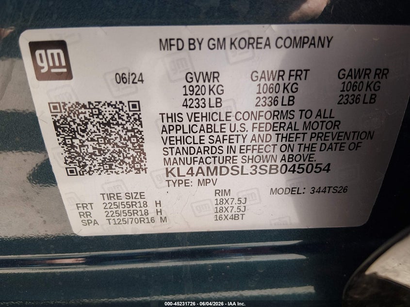 2025 Buick Encore gx VIN KL4AMDSL3SB045054 IAAI salvage auction — HAIL, Salvage Title, sold $11,375 on 2026-08-25 (photo 9)