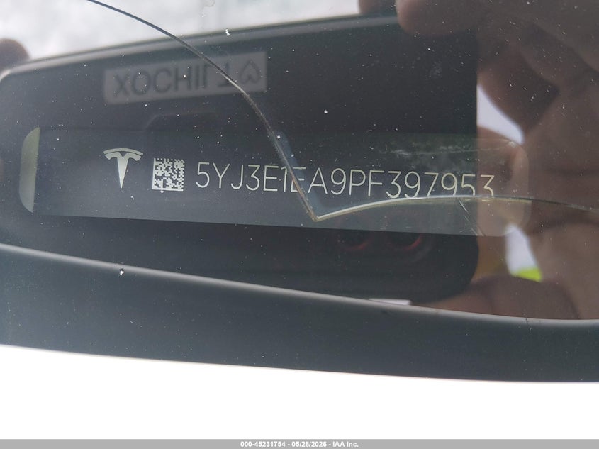2023 Tesla Model 3 VIN 5YJ3E1EA9PF397953 IAAI salvage auction — FRONT END, Salvage (South Carolina), sold $5,400 on 2026-07-14 (photo 9)