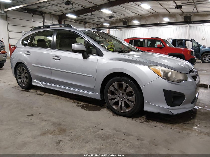 2012 Subaru Impreza VIN JF1GPAS69CH230861 IAAI salvage auction — HAIL, Salvage Title, sold $1,525 on 2026-07-14 (photo 1)