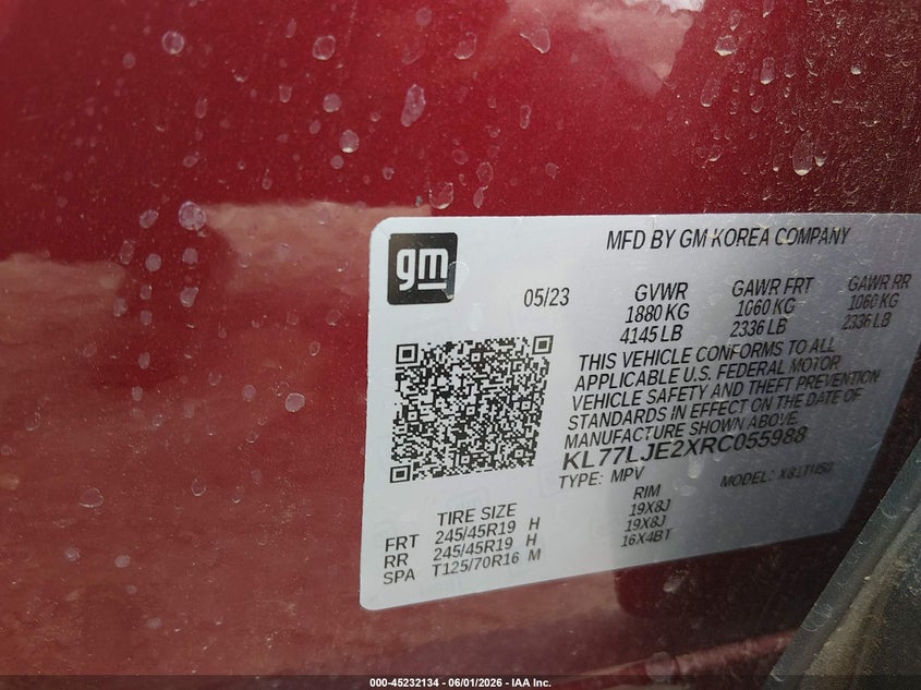 2024 Chevrolet Trax VIN KL77LJE2XRC055988 IAAI salvage auction — LEFT FRONT, Salvage (Ohio), sold $5,400 on 2026-07-29 (photo 9)