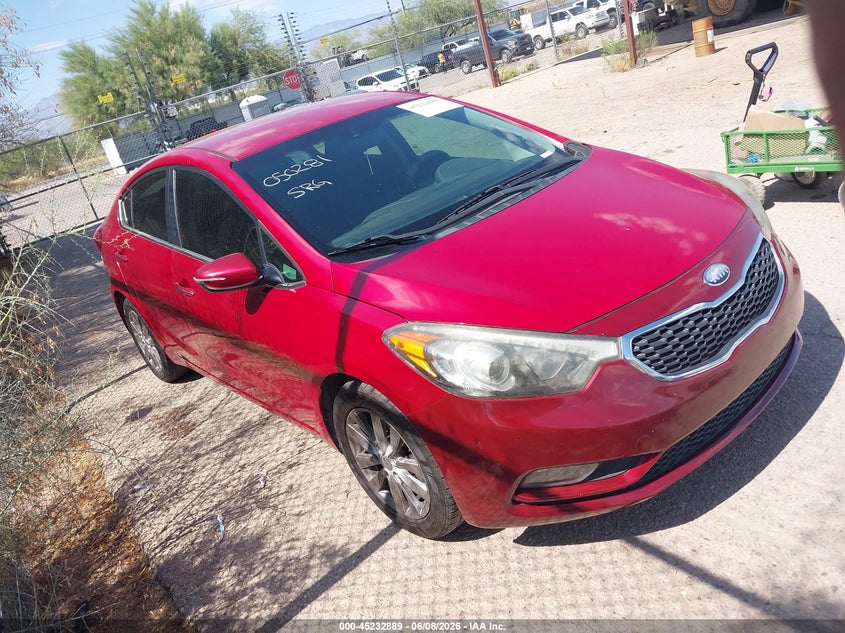 2014 Kia Forte VIN KNAFX4A86E5050281 IAAI salvage auction — REAR END, Salvage Title, sold $975 on 2026-07-16 (photo 1)
