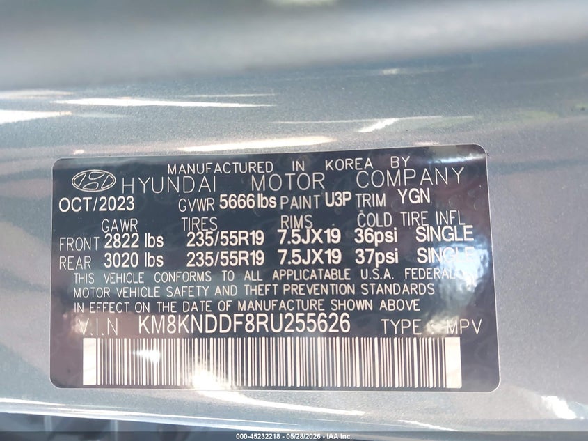 2024 Hyundai Ioniq 5 VIN KM8KNDDF8RU255626 IAAI salvage auction — FRONT END, Salvage (Utah), sold $8,100 on 2026-07-30 (photo 9)