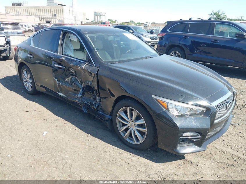2015 Infiniti Q50 VIN JN1BV7AR9FM397146 IAAI salvage auction — FRONT END, Salvage Title, sold $1,200 on 2026-07-10 (photo 1)