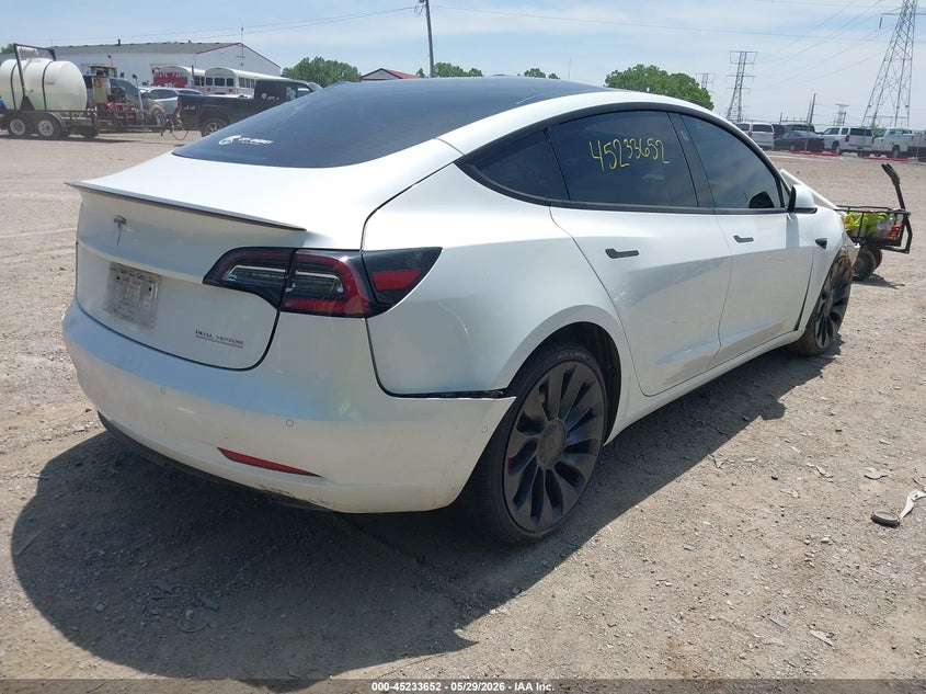 2022 Tesla Model 3 VIN 5YJ3E1EC7NF344182 IAAI salvage auction — LEFT FRONT, Salvage (Indiana), sold $3,975 on 2026-08-01 (photo 4)