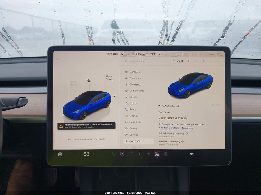 2023 Tesla Model 3 VIN 5YJ3E1EA0PF659374 IAAI salvage auction — REAR END, Salvage Title, sold $11,375 on 2026-07-16 (photo 7)