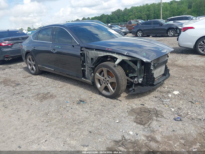2021 Genesis G80 VIN KMTGC4SD7MU043800 IAAI salvage auction — FRONT END, Salvage (Georgia), sold $10,800 on 2026-07-08 (photo 1)