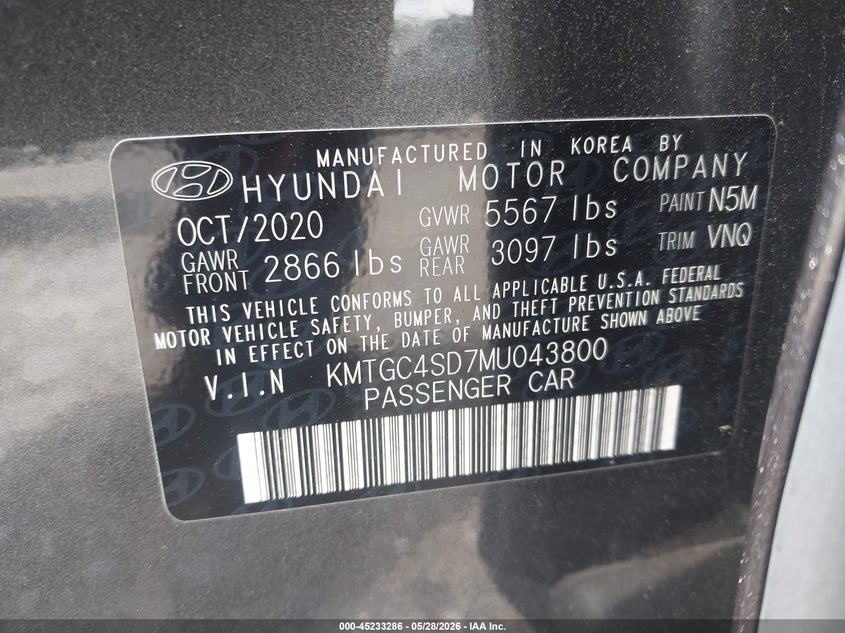 2021 Genesis G80 VIN KMTGC4SD7MU043800 IAAI salvage auction — FRONT END, Salvage (Georgia), sold $10,800 on 2026-07-08 (photo 9)