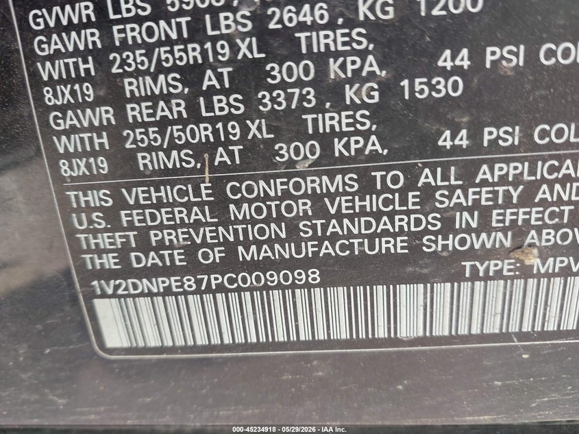 2023 Volkswagen Id.4 VIN 1V2DNPE87PC009098 IAAI salvage auction — FRONT END, Salvage Title, sold $10,100 on 2026-07-11 (photo 9)