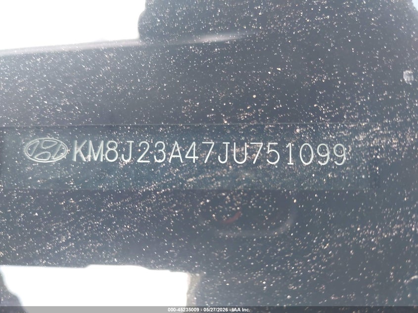 2018 Hyundai Tucson VIN KM8J23A47JU751099 IAAI salvage auction — VANDALISM, Salvage Title, sold $300 on 2026-07-09 (photo 9)